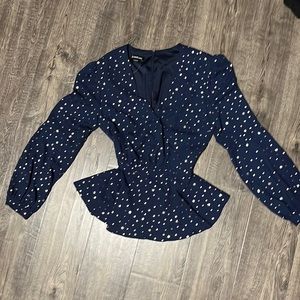 Brand new Bebe long sleeved navy blue star shirt crossover